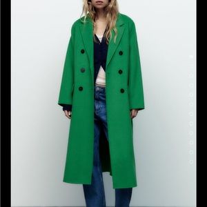 Zara Green Wool Coat